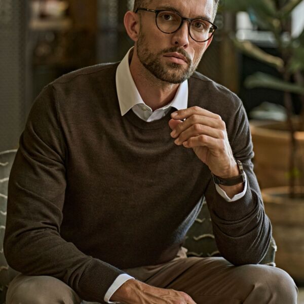 Men's Crew Neck Knitted Sweater Thumbnail